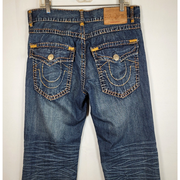 TRUE RELIGION LOGAN SUPER T Flap Y2K Men's Jeans 38X31 Regular Fit Blue K12832 - Picture 6 of 16